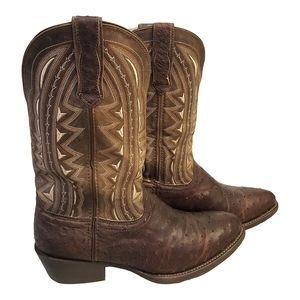 Durango Men's Full-Quill Ostrich Leather Saddle Western Cowboy Boots Size 11.5